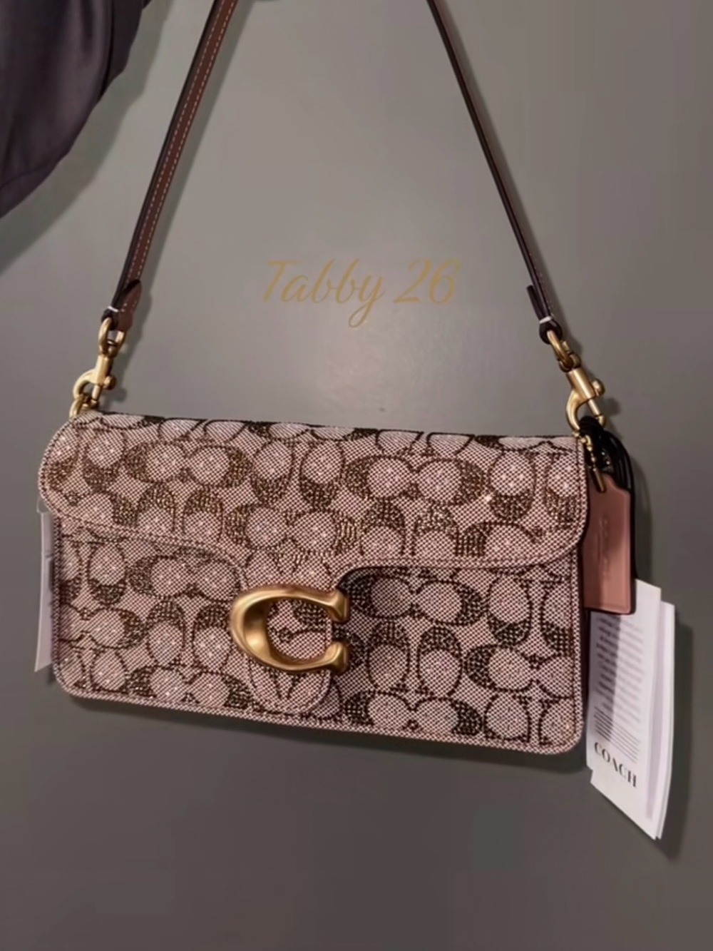 NWT COACH Tabby 26 Crystal Signature Jacquard Shoulder Bag